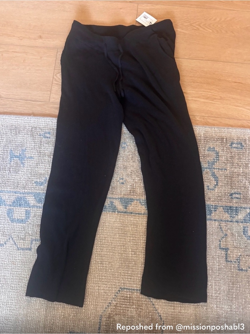 Hatch Black Wide-Leg Knit Lounge Pants